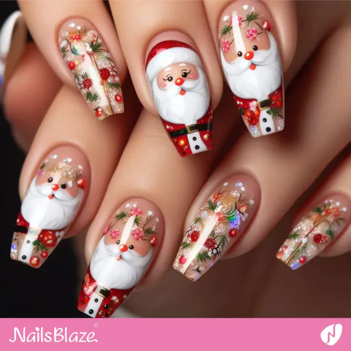 Santa Claus and Ornaments Nail Designs | Christmas | Winter - NB1321